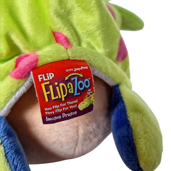 Flip a Zoo White Unicorn Green Dragon Reversible Plush 19" - Picture 11 of 11